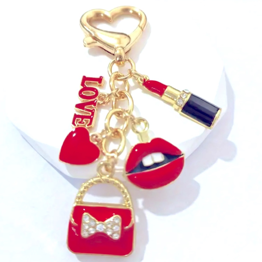 Retro Multi Charmed Bag Accessory Or Keychain-Nwt